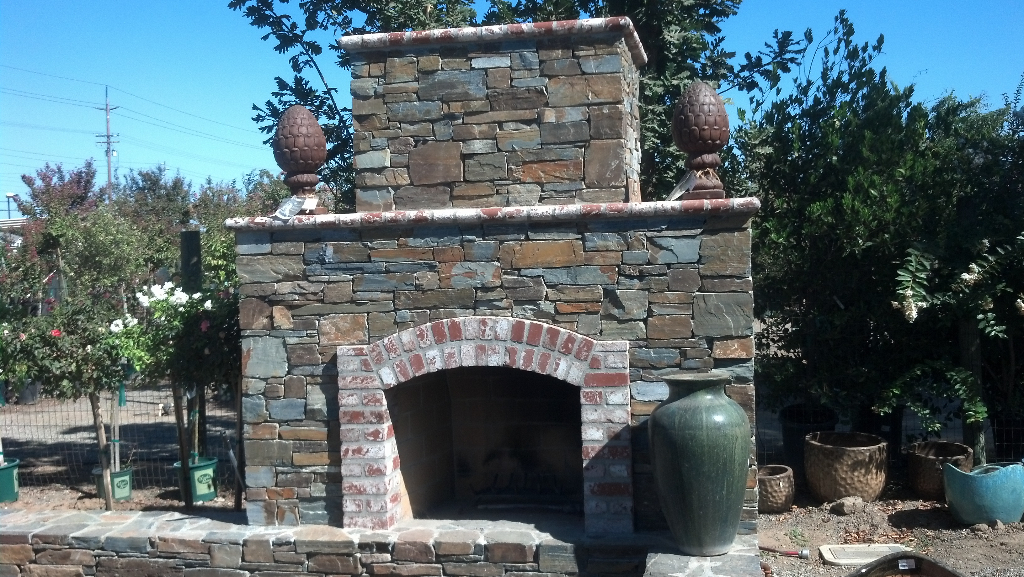 this image shows outdoor fireplace in San Diego, California